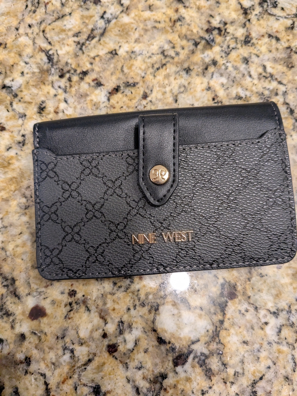 Nine West Black Card & Key Holder with Gold Accents